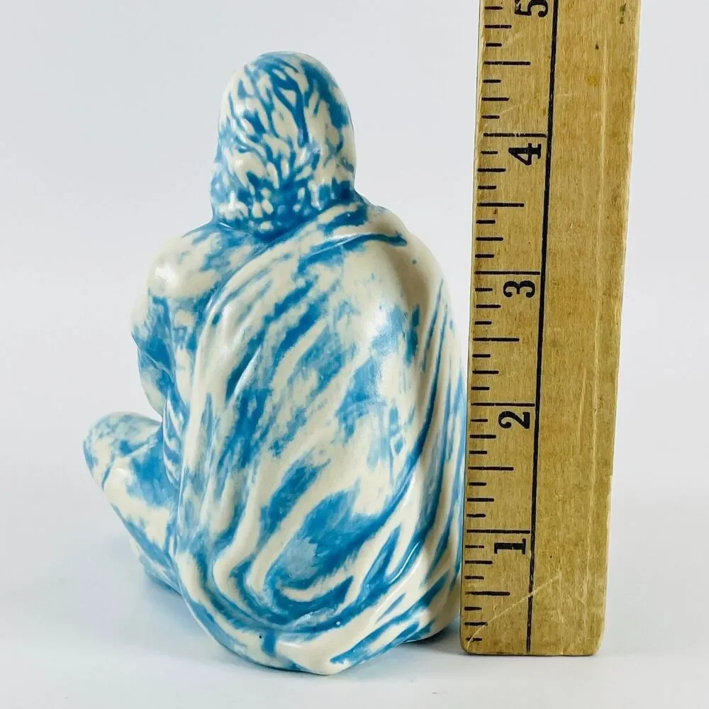 Holland Ceramic Nativity Shepherd Boy Figurine 4.5in Blue Hand Painted Vintage